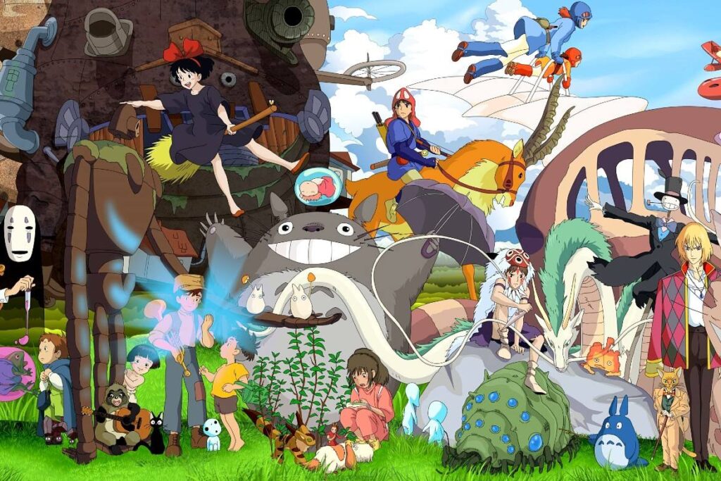 A genialidade do Studio Ghibli, a partir de sua primeira produção; Animações do estúdio Ghibli, todos os personagens do estúdio.